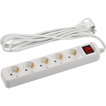 Удлинитель электрический ЭРА U-5es-3m-3x1,5 с заземлением с выключателем 5 розеток 3м ПВС 3x1,5мм2 16А